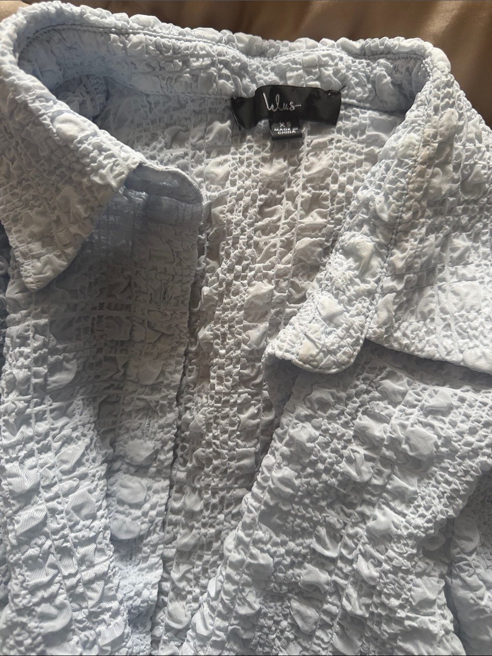 Lulu's Light Blue Textured Ruffle Button-Front Top - Picture 2 of 3